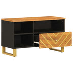 Mobile Porta TV Marrone e Nero 80x33,5x46 cm in Legno di Mango