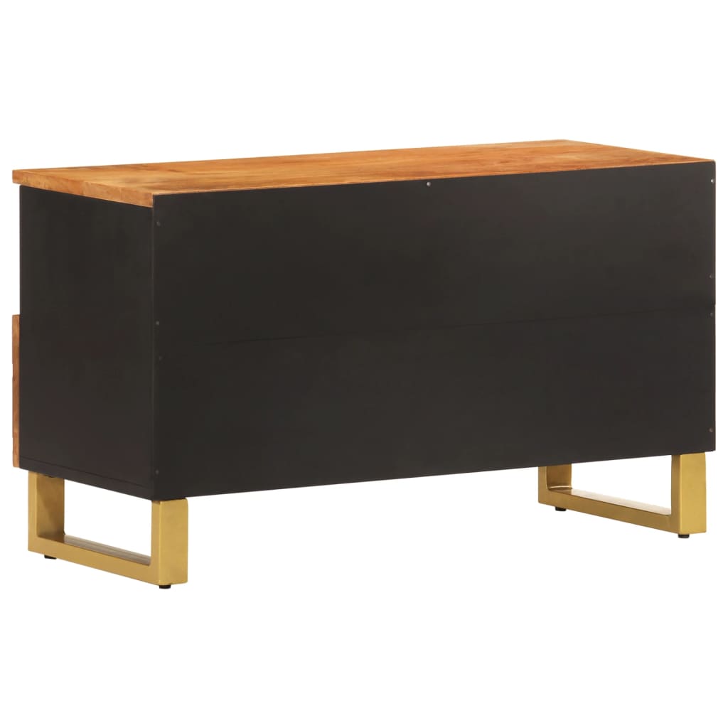 Mobile Porta TV Marrone e Nero 80x33,5x46 cm in Legno di Mango