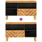 Mobile Porta TV Marrone e Nero 80x33,5x46 cm in Legno di Mango