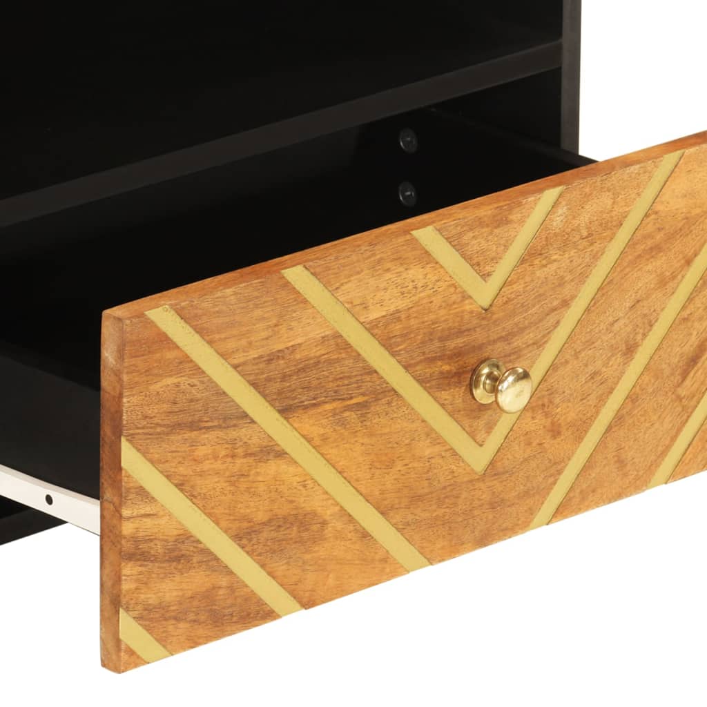Mobile Porta TV Marrone e Nero 80x33,5x46 cm in Legno di Mango