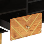 Mobile Porta TV Marrone e Nero 100x33,5x46 cm in Legno di Mango