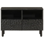 Mobile Porta TV Nero 70x33x46 cm in Legno Massello di Mango