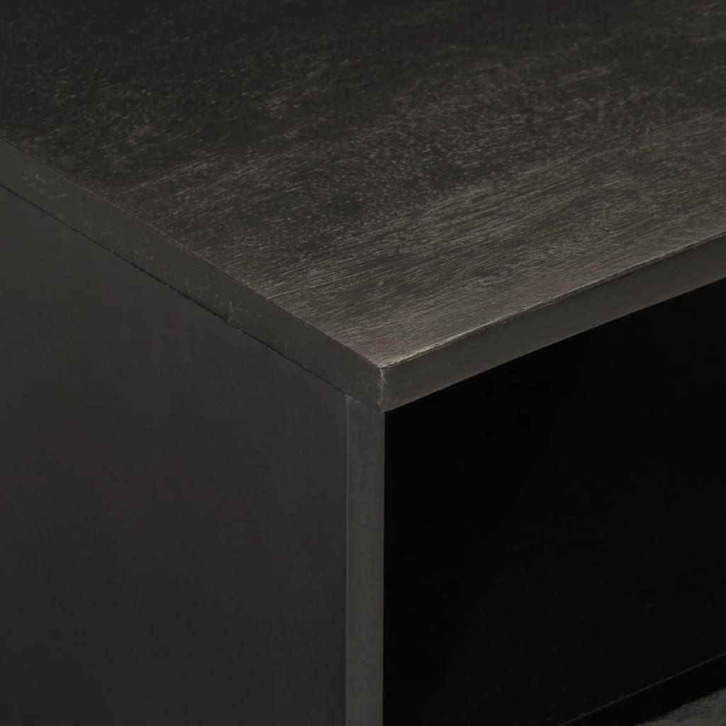 Mobile Porta TV Nero 70x33x46 cm in Legno Massello di Mango