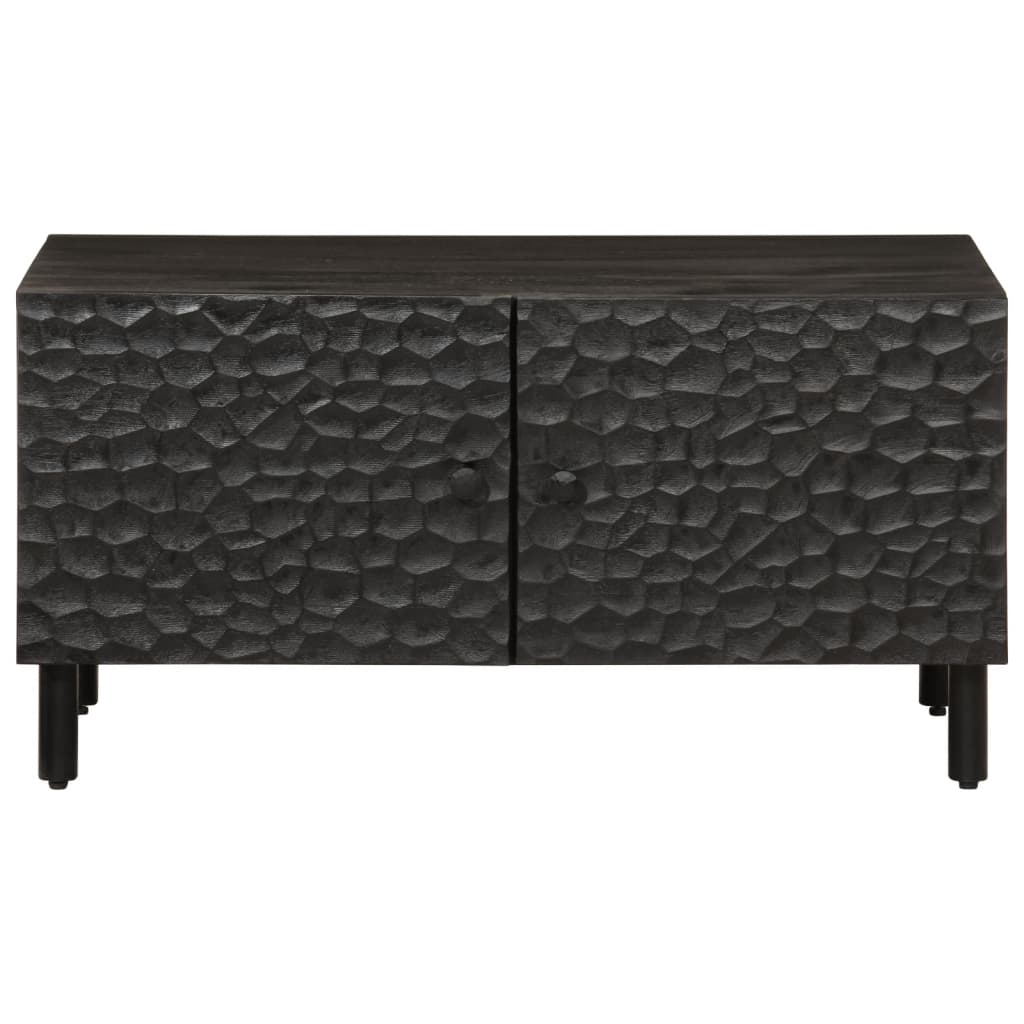 Tavolino da Salotto Nero 80x50x40 cm in Legno Massello di Mango