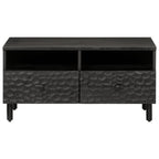 Tavolino da Salotto Nero 80x54x40 cm in Legno Massello di Mango