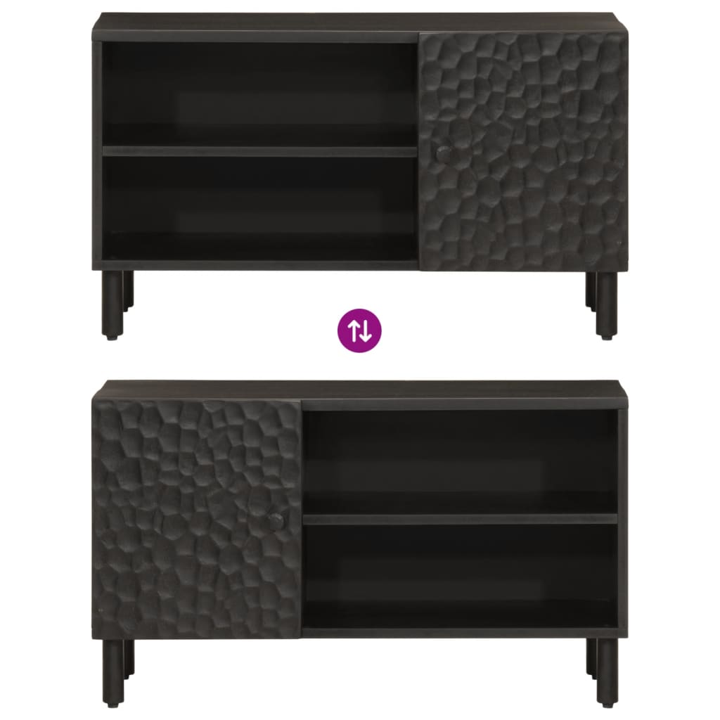 Mobile Porta TV Nero 80x31x46 cm in Legno Massello di Mango