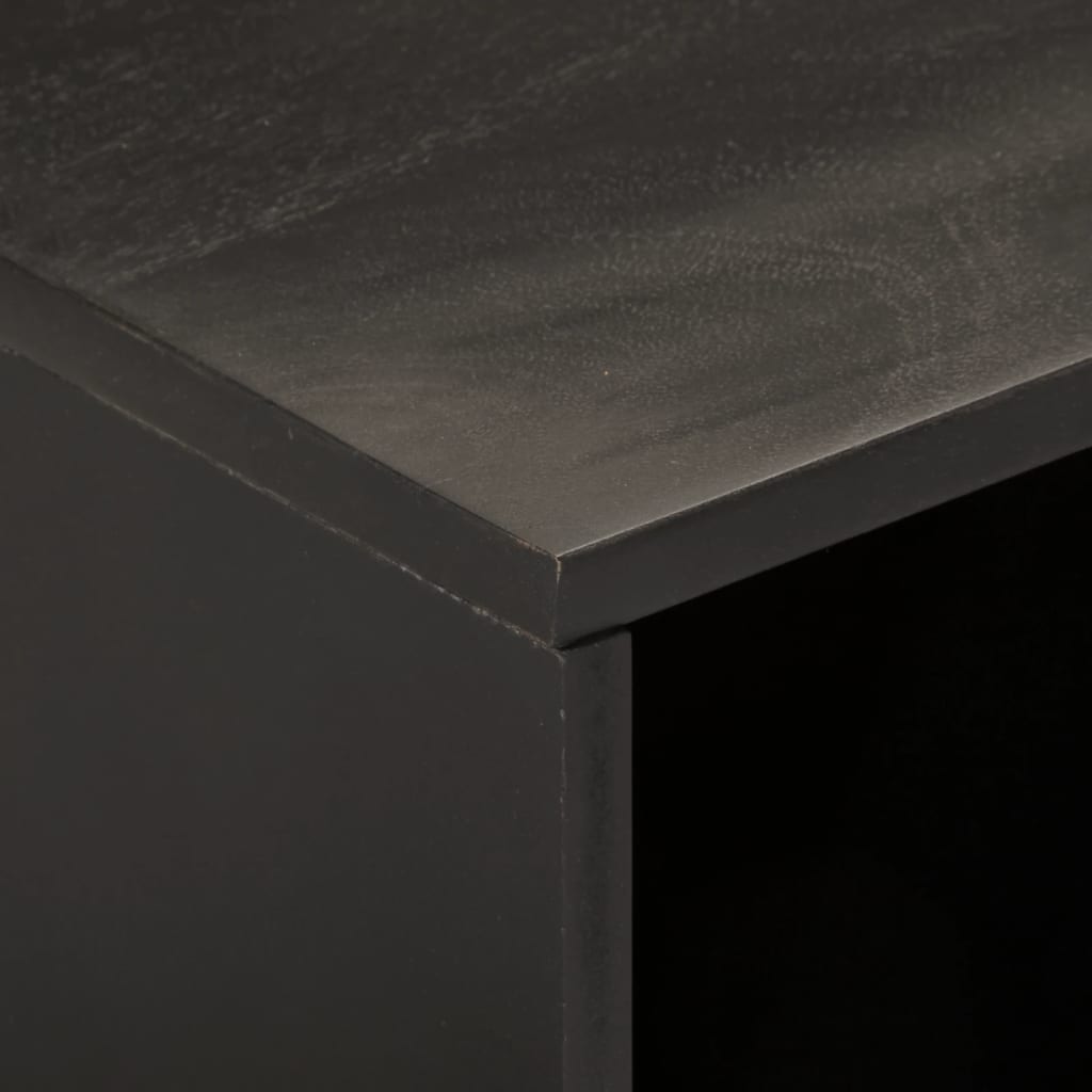 Mobile Porta TV Nero 80x31x46 cm in Legno Massello di Mango