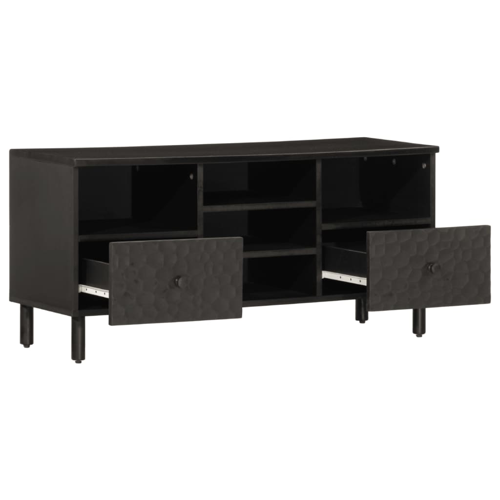 Mobile Porta TV Nero 100x33x46 cm in Legno Massello di Mango