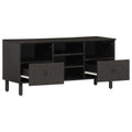 Mobile Porta TV Nero 100x33x46 cm in Legno Massello di Mango