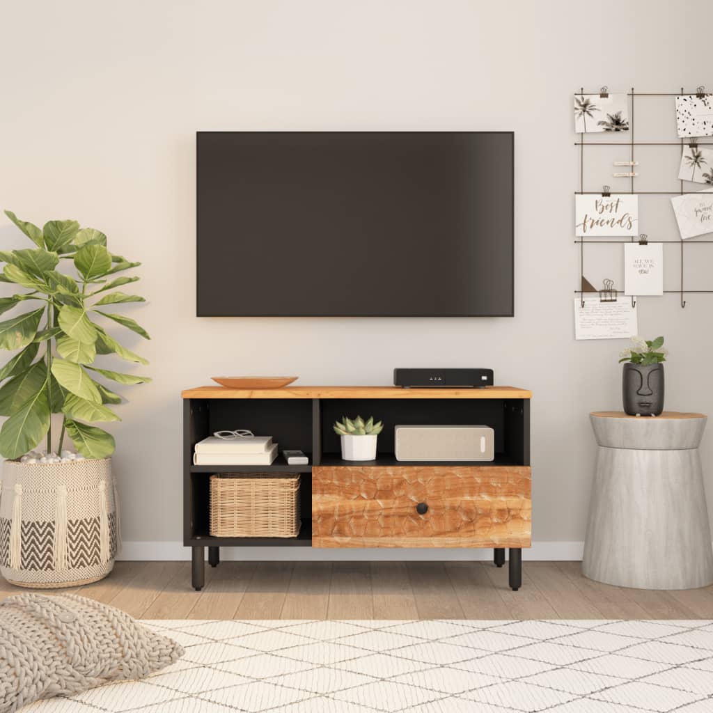 Mobile Porta TV 80x33x46 cm in Legno Massello di Acacia