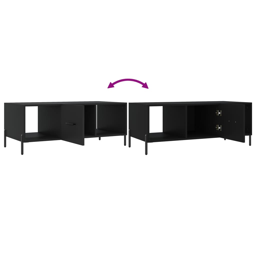 Tavolino da Salotto Nero 102x50x40 cm in Legno Multistrato