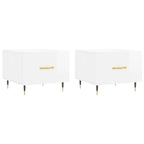 Tavolini Salotto 2pz Bianco Lucido 50x50x40cm Legno Multistrato
