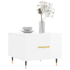 Tavolini Salotto 2pz Bianco Lucido 50x50x40cm Legno Multistrato
