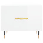 Tavolini Salotto 2pz Bianco Lucido 50x50x40cm Legno Multistrato