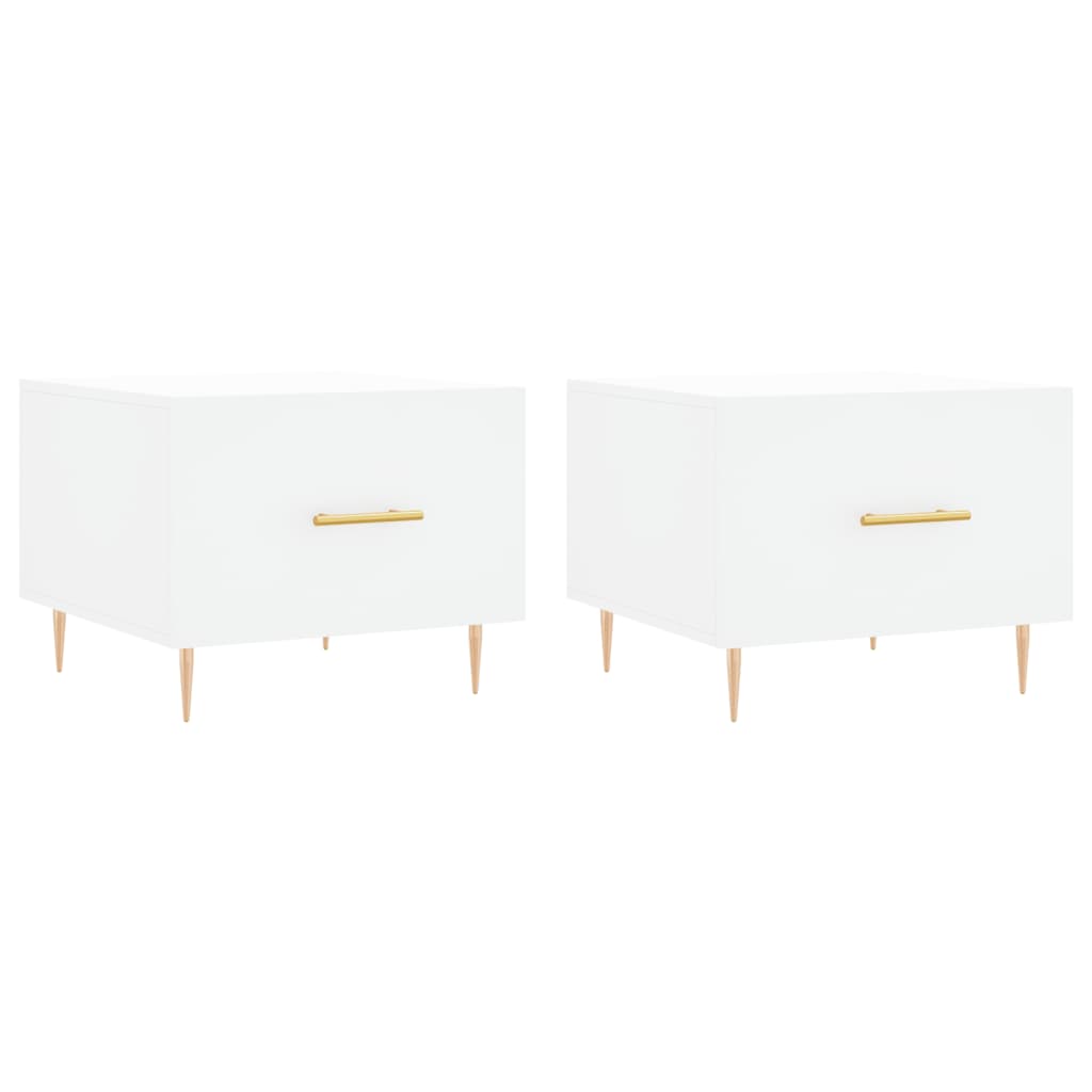 Tavolini da Salotto 2 pz Bianchi 50x50x40 cm Legno Multistrato
