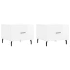 Tavolini Salotto 2pz Bianco Lucido 50x50x40cm Legno Multistrato