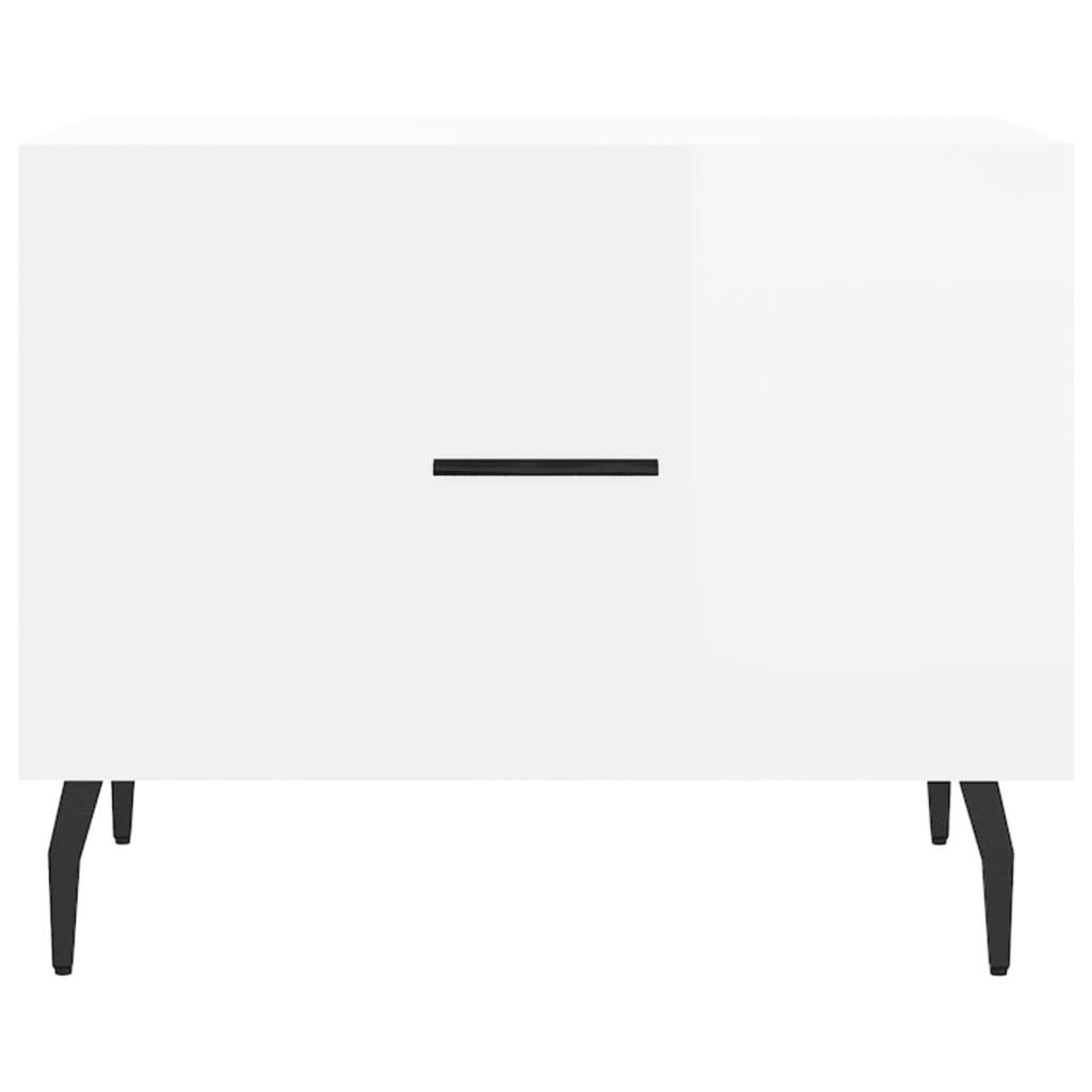 Tavolini Salotto 2pz Bianco Lucido 50x50x40cm Legno Multistrato