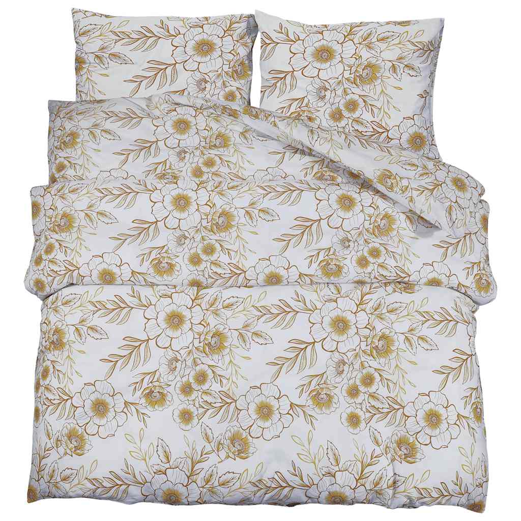 Set Copripiumino Bianco e Marrone 200x200 cm in Cotone 100%