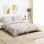 Set Copripiumino Bianco e Marrone 200x200 cm in Cotone 100%