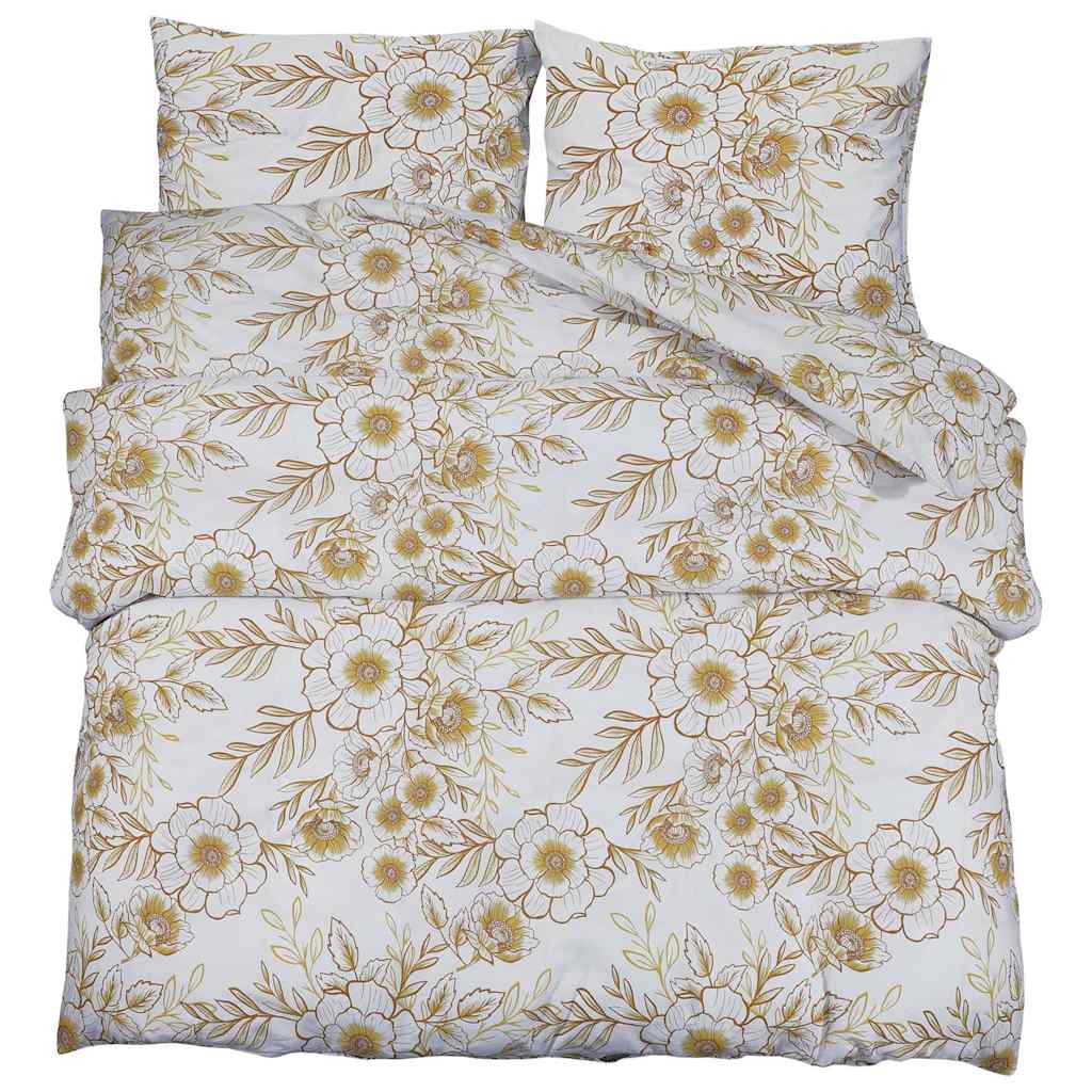 Set Copripiumino Bianco e Marrone 240x220 cm in Cotone 100%
