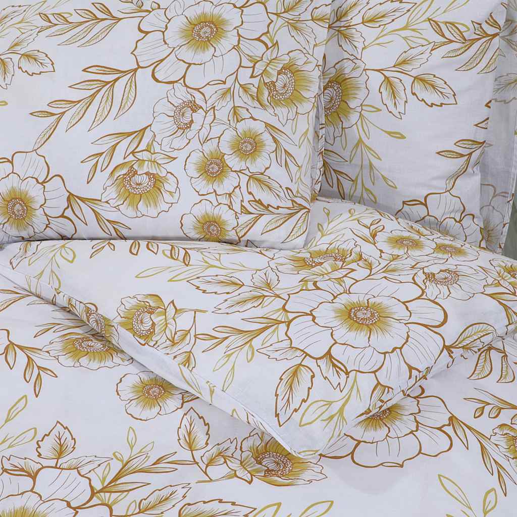 Set Copripiumino Bianco e Marrone 240x220 cm in Cotone 100%