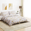 Set Copripiumino Bianco e Marrone 240x220 cm in Cotone 100%