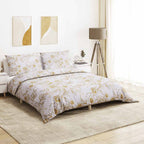 Set Copripiumino Bianco e Marrone 200x200 cm in Cotone 100%