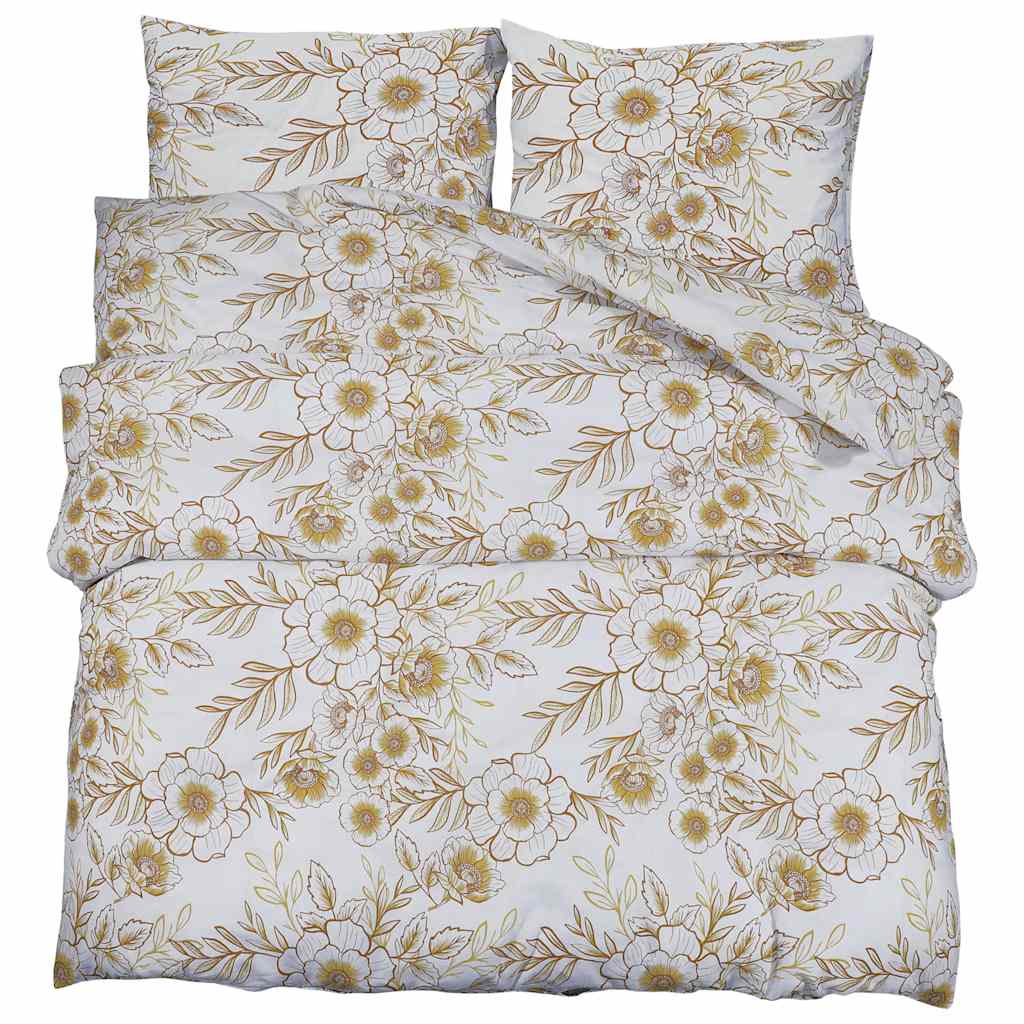 Set Copripiumino Bianco e Marrone 200x200 cm in Cotone 100%
