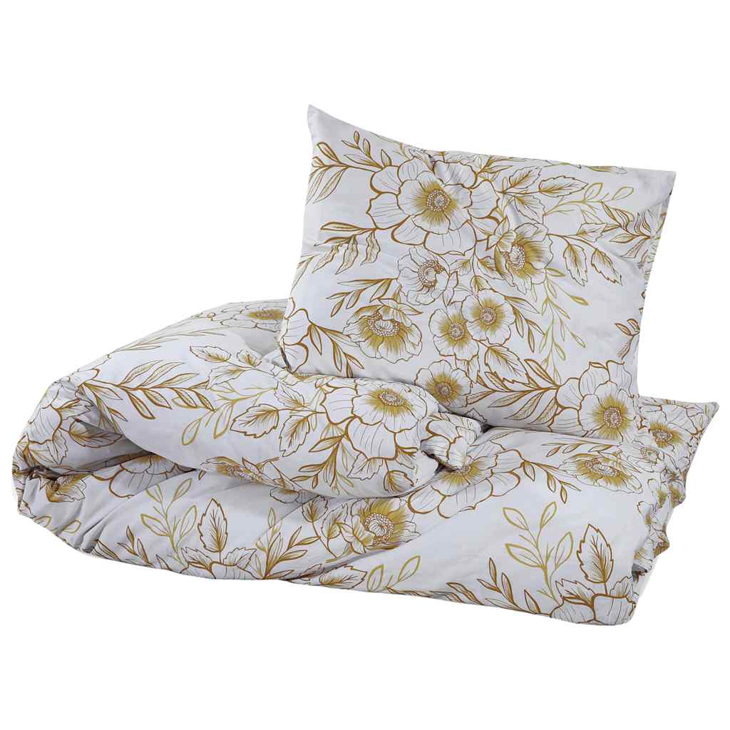 Set Copripiumino Bianco e Marrone 200x200 cm in Cotone 100%