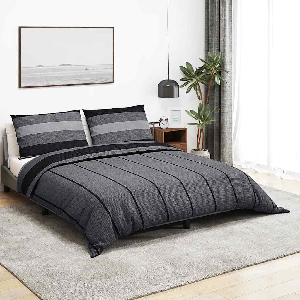 Set Copripiumino Grigio Scuro 140x200 cm Cotone 100%