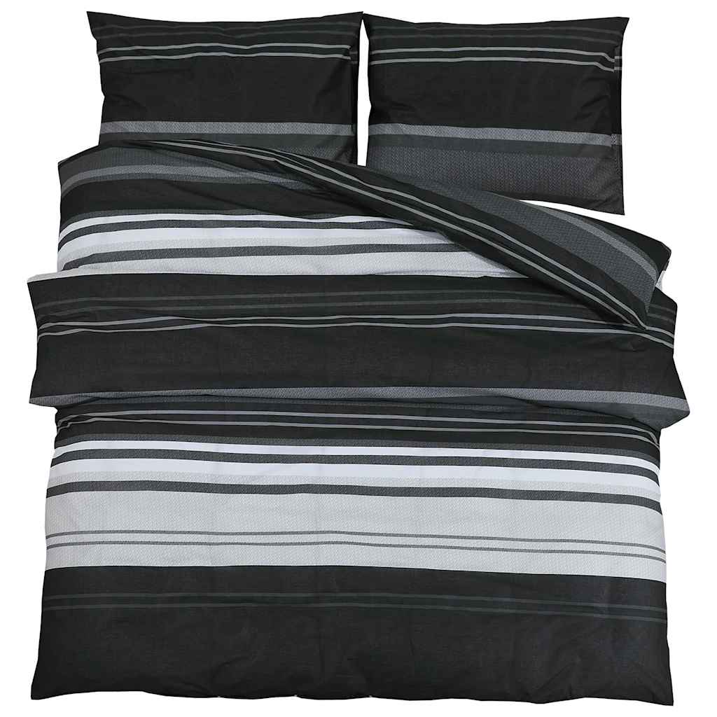 Set Copripiumino Nero e Bianco 155x220 cm Cotone 100%