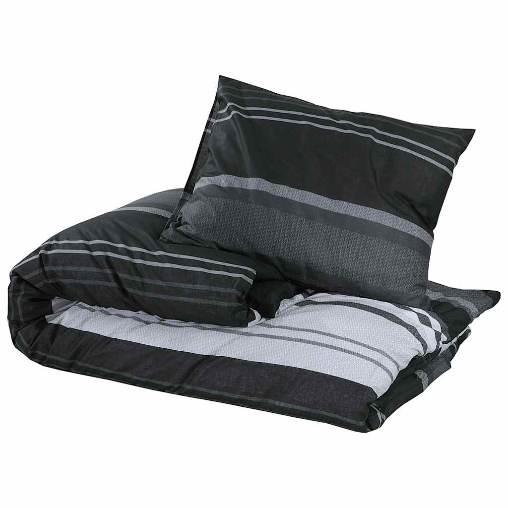 Set Copripiumino Nero e Bianco 155x220 cm Cotone 100%