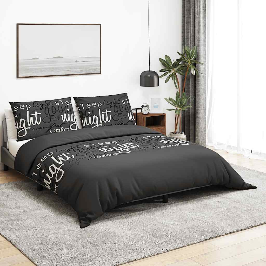Set Copripiumino Nero 240x220 cm in Cotone 100%