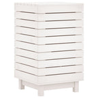 Cesto per Bucato Bianco 44x44x76 cm Legno Massello Pino