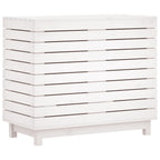 Cesto per Bucato Bianco 88,5x44x76 cm Legno Massello Pino