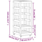 Portalegna con Ruote 40x49x110 cm Legno Massello di Pino