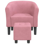 Poltrona Cabriolet con Poggiapiedi Rosa in Velluto