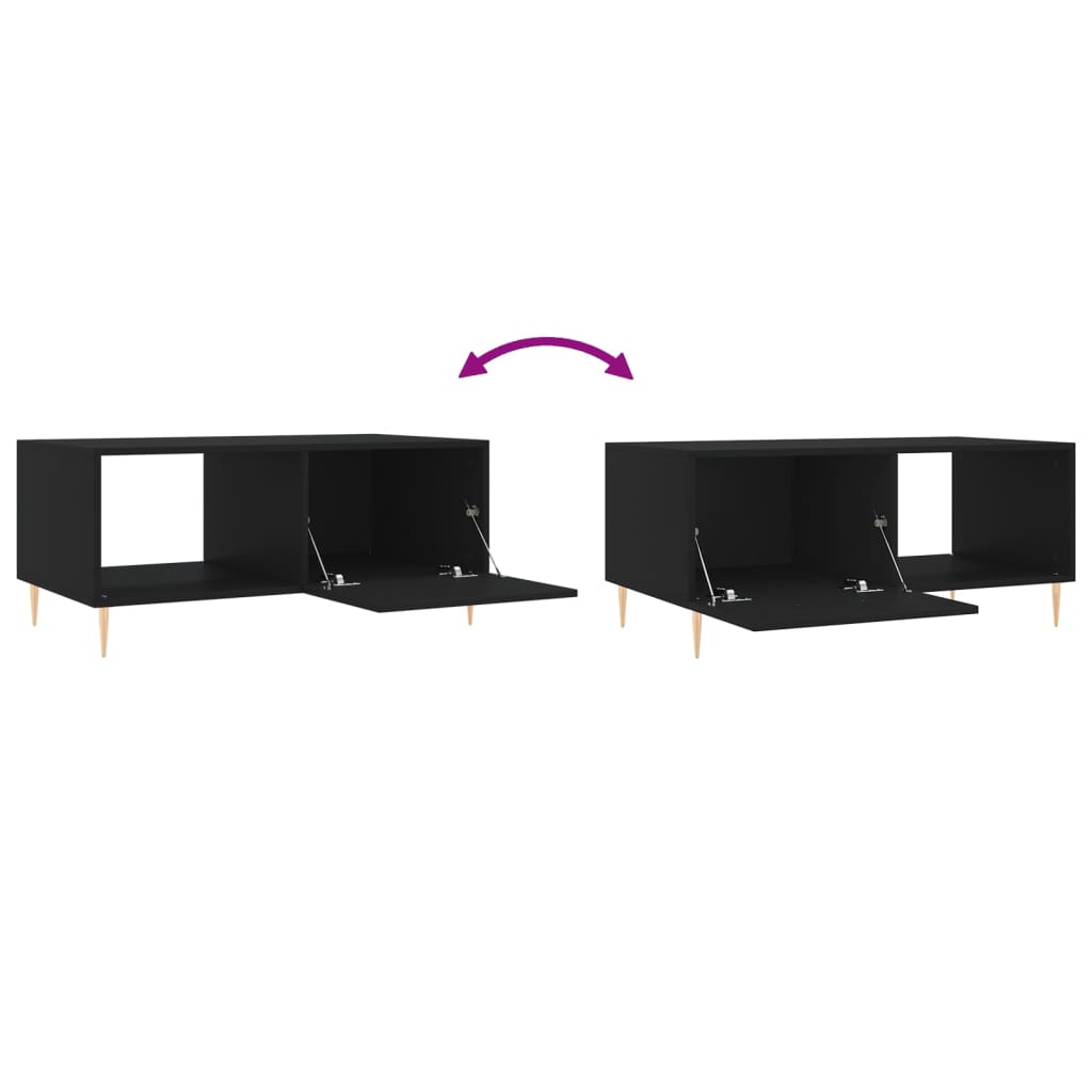 Tavolino da Salotto Nero 90x50x40 cm in Legno Multistrato