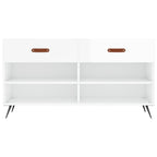 Panca Porta Scarpe Bianco Lucido 102x35x55 cm Legno Multistrato