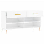 Panca Porta Scarpe Bianco Lucido 102x35x55 cm Legno Multistrato