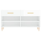 Panca Porta Scarpe Bianco Lucido 102x35x55 cm Legno Multistrato