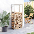 Portalegna 50x28x132 cm in Acciaio Inossidabile
