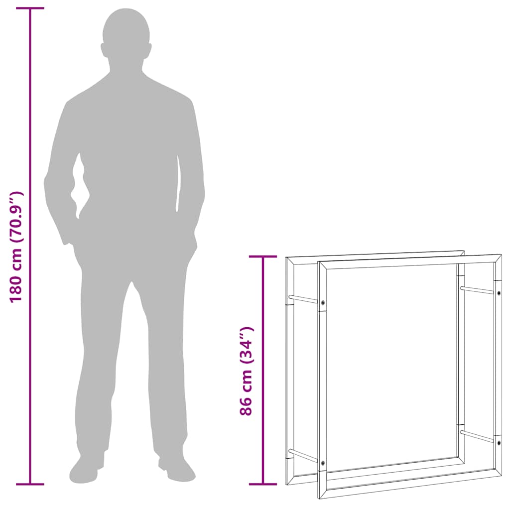 Portalegna 80x28x86 cm in Acciaio Inossidabile