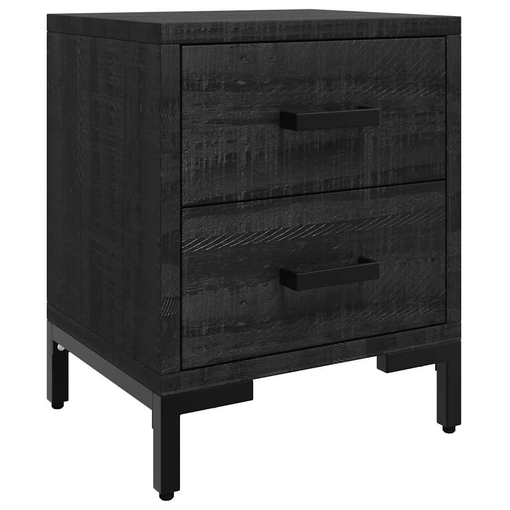 Comodini 2 pz Neri 36x30x45 cm in Legno Massello di Pino