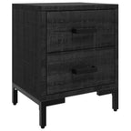 Comodini 2 pz Neri 36x30x45 cm in Legno Massello di Pino