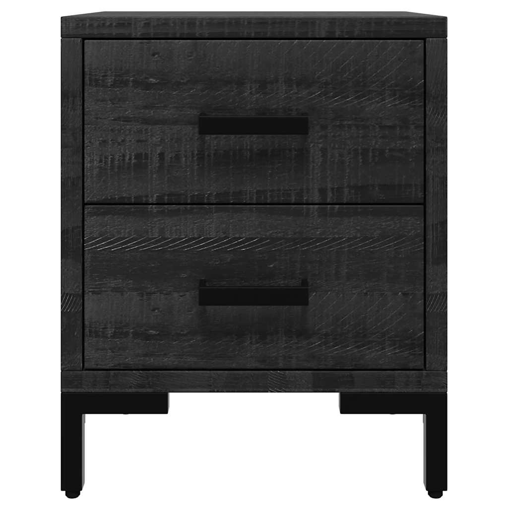 Comodini 2 pz Neri 36x30x45 cm in Legno Massello di Pino