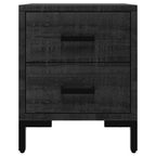 Comodini 2 pz Neri 36x30x45 cm in Legno Massello di Pino