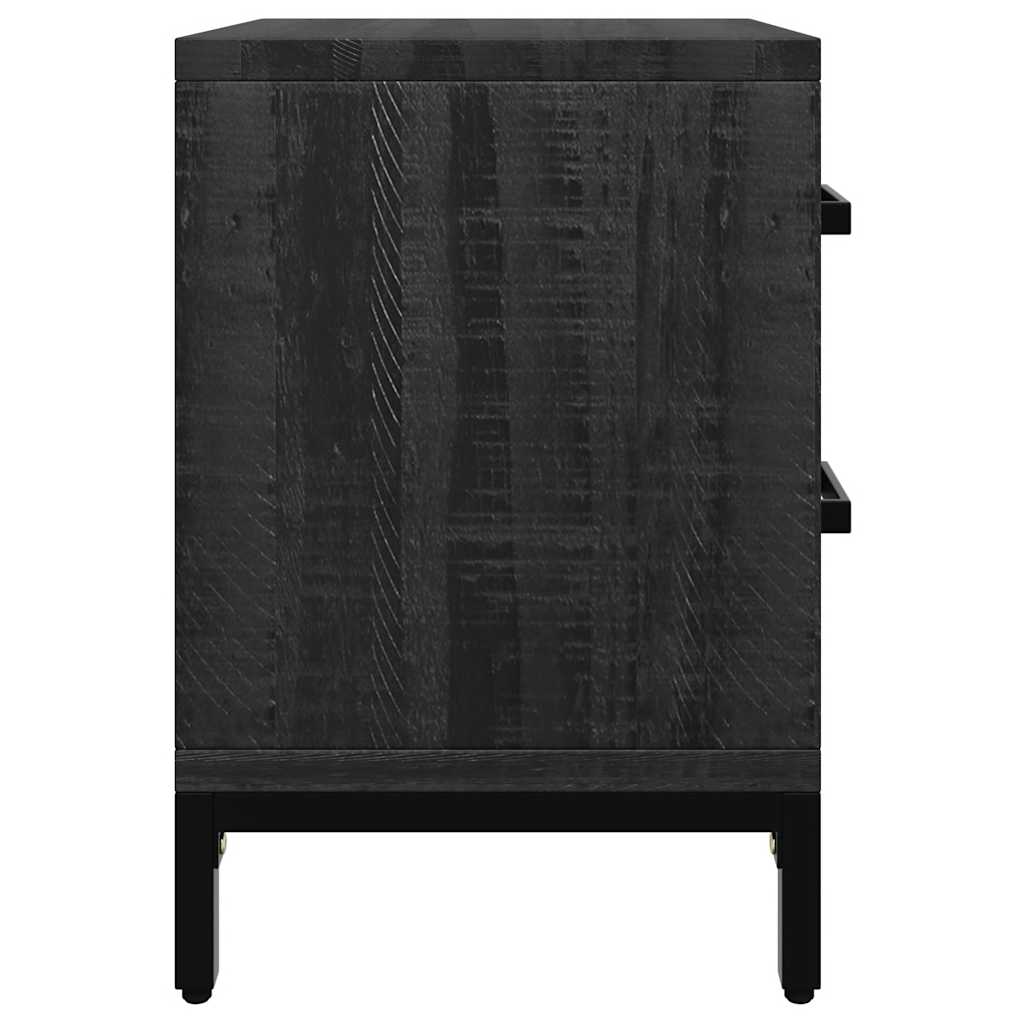 Comodini 2 pz Neri 36x30x45 cm in Legno Massello di Pino