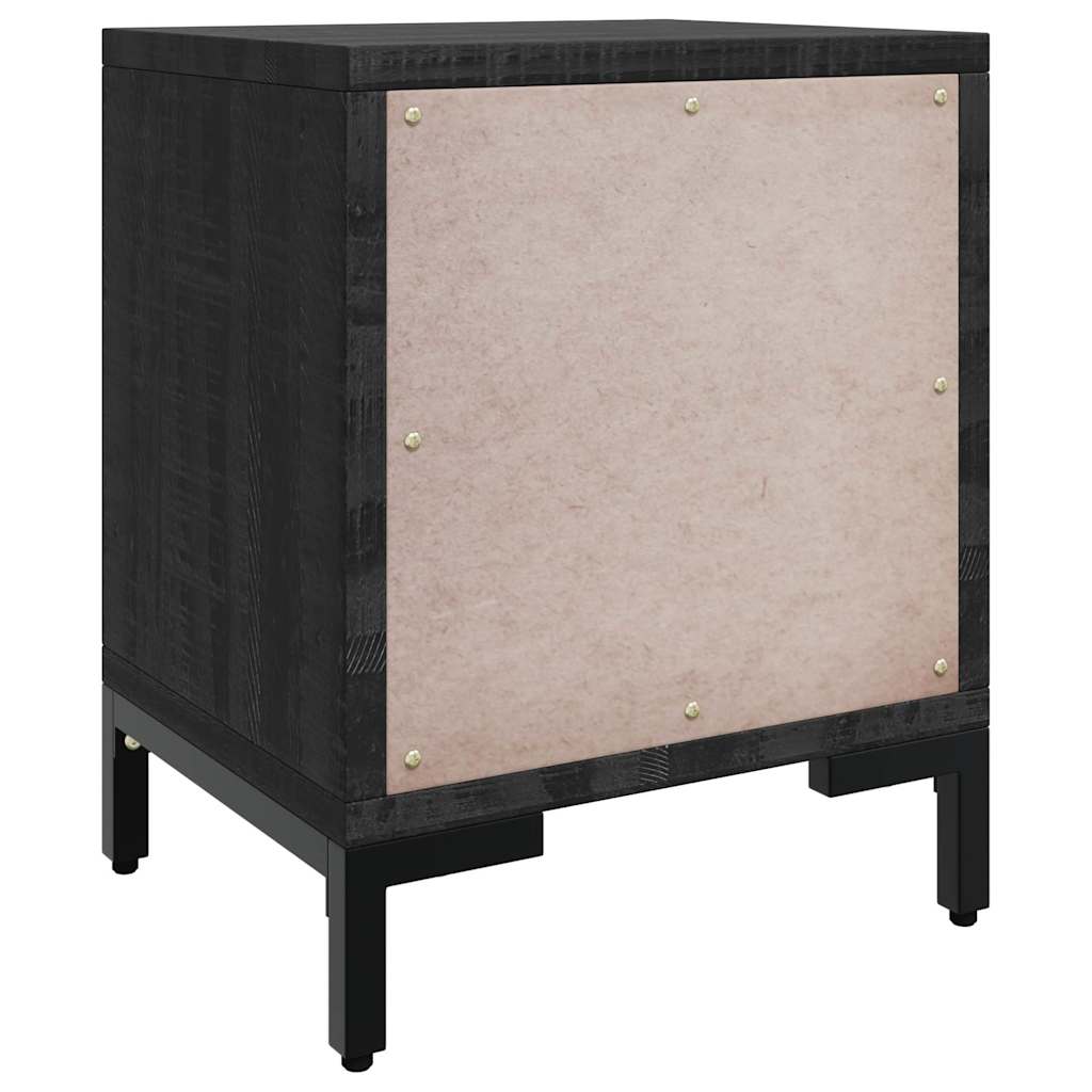 Comodini 2 pz Neri 36x30x45 cm in Legno Massello di Pino