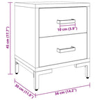 Comodini 2 pz Neri 36x30x45 cm in Legno Massello di Pino